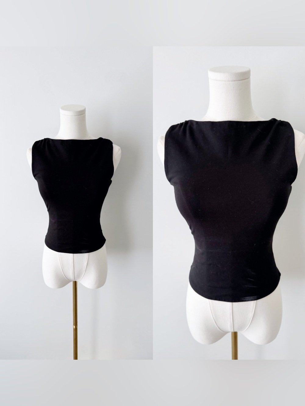 Lovers & friends black boat neck sleeveless top.